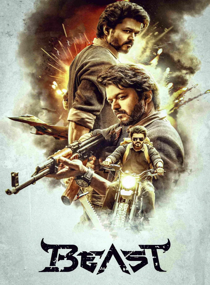 Beast (RAW) (2022) (Hindi + Tamil) Dual Audio UnCut South Movie HD ESub poster