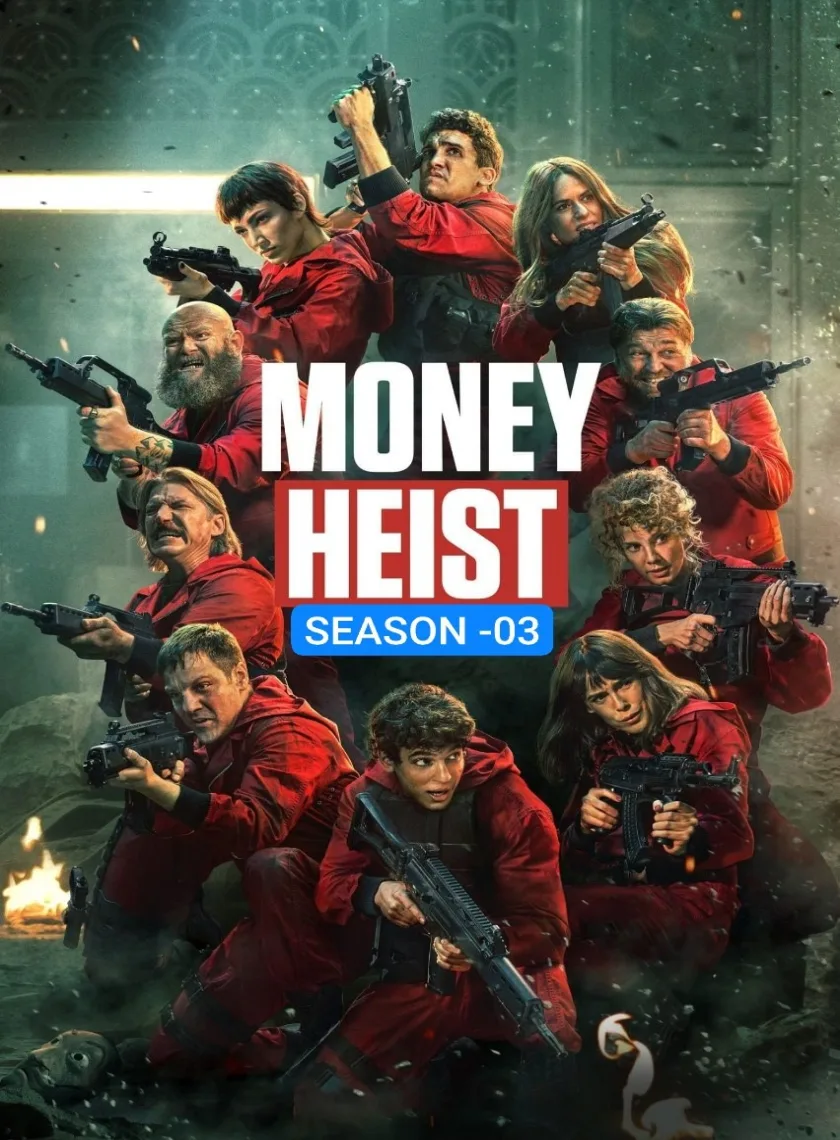 Money Heist S03 (2019) {Hindi + English} Dual Audio Completed Web Series HEVC ESub poster
